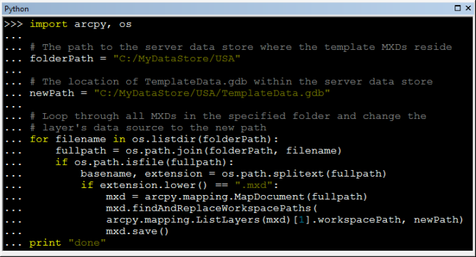 Script to resource data in map templates in the Python Window Script to resource data in map templates in the Python Window