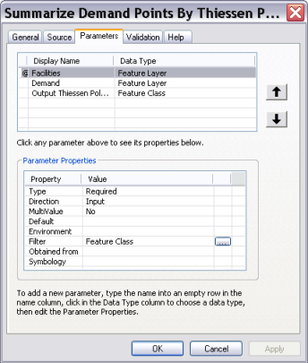 Script tool property page Script tool property page